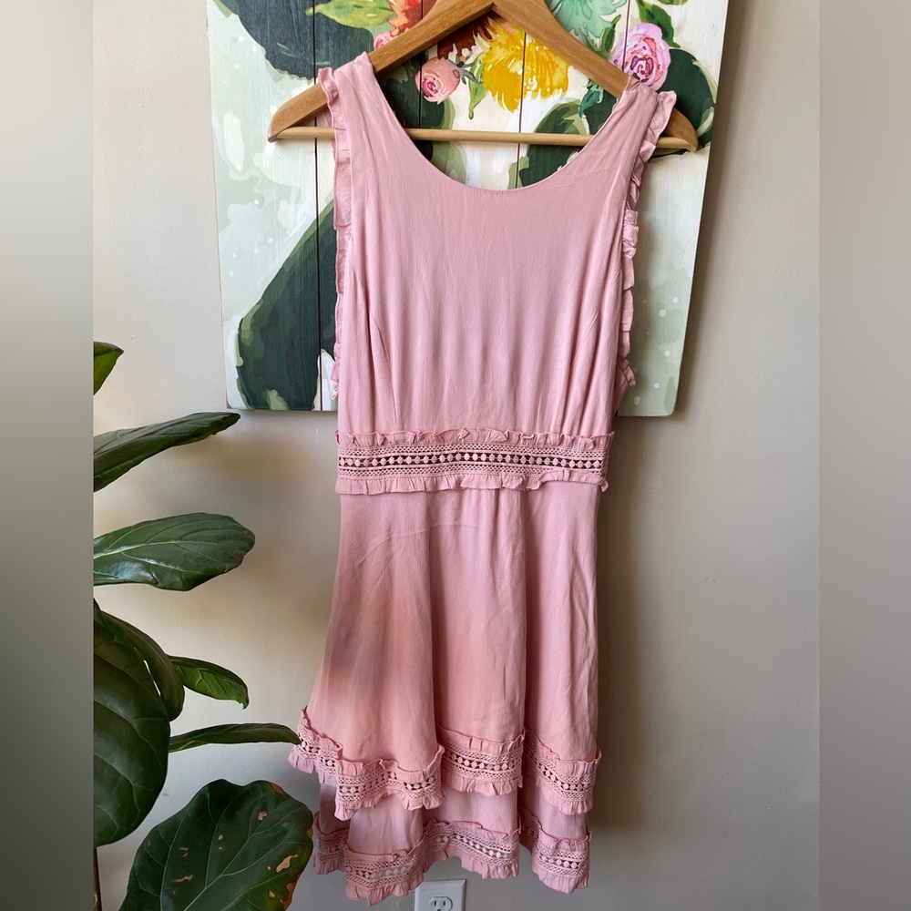 Blush Boutique Tiered Ruffle Lace Evening Dress